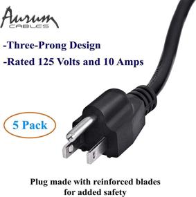 img 3 attached to 💻 Aurum Cables UL Approved 6ft Universal Computer Monitor Power Cord, C13 Power Cable for Monitor, PC, Desktop, Printer, Scanner, 18 AWG NEMA 5-15P to IEC13 (6ft - Pack of 5)