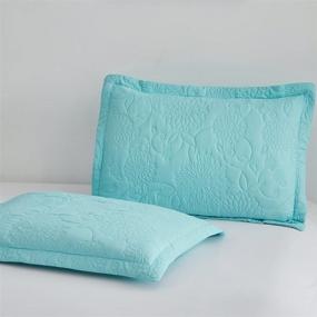 img 1 attached to 🛏️ King Size Lightweight Turquoise Quilts Microfiber Bedspraed Set - Solid Color Quilted Coverlet with Ultra Soft, Breathable Material and Floral Pattern Bedding - Includes 2 Pillow Shams
