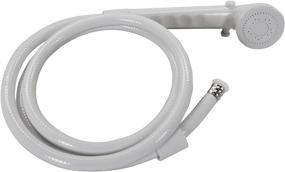 img 3 attached to 🚿 White Vinyl Hose Handheld Shower Head with Shut Off Valve - RecPro RV 60" Upgrade