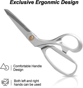 img 2 attached to Ultra Sharp 8.5 Inch Heavy Duty Fabric Scissors - Premium Sewing Shears for Dressmaking, Leather, and Crafts - All Metal Stainless Steel Tailor Scissors (Silver)