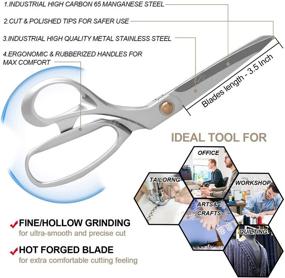 img 3 attached to Ultra Sharp 8.5 Inch Heavy Duty Fabric Scissors - Premium Sewing Shears for Dressmaking, Leather, and Crafts - All Metal Stainless Steel Tailor Scissors (Silver)