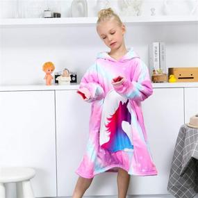 img 3 attached to 🦄 Unicorn Hooded Blanket Sweatshirt for Girls - Oversized Wearable Hoodie Blankets Kids Teens, Comfortable & Super Warm Sherpa, with Pocket - Fits 5-15 Years