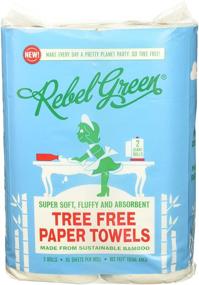 img 1 attached to 🌿 Rebel Green Bamboo Paper Towels - Strong & Absorbent Tree-Free Kitchen Towel - Eco-Friendly Cleaning Towels - Carbon Neutral, Sustainable Bamboo Towels - 4 Giant Rolls