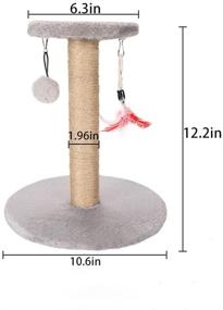 img 3 attached to 🐱 Premium 12" Natural Sisal Cat Scratching Post with Interactive Bell Toys - Ideal Cat Scratch Tower