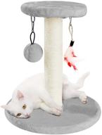 🐱 premium 12" natural sisal cat scratching post with interactive bell toys - ideal cat scratch tower logo