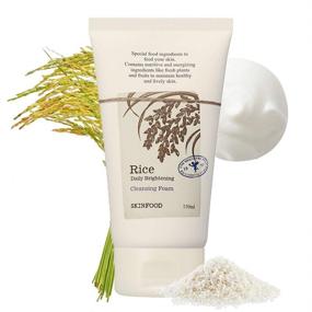 img 3 attached to SKINFOOD Rice Daily Cleansing Foam 150ml - Gentle, Finely Textured, and Silky Cleansing with Fermented White 🌾 Rice Extract - Foaming Facial Cleanser for Firming - Ideal for Both Men and Women (5.07 fl. oz.)