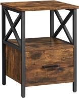 🛏️ vasagle vincyer nightstand: stylish bedside table with open shelf and drawer, rustic brown and black finish, 15.7 x 15.7 x 21.7 inches - ulet508b01 логотип