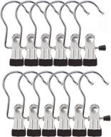 🧺 duofire 12 pcs laundry hanging hooks clips: stainless steel portable travel clothes pins for effective drying of towels, socks, and more! логотип