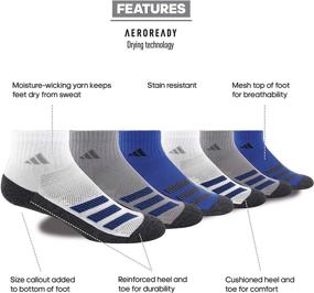 img 3 attached to adidas Cushioned Angle Stripe Quarter Socks for Kids (Boy's/Girl's) - Pack of 6