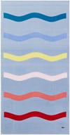 🌈 lacoste kane 100% cotton beach towel: vibrant blue/yellow/pink stripe pattern, extra large size (36"w x 72"l) logo