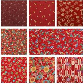 img 2 attached to ChuanShui 8pcs 100% Cotton Quilting Fabric Bundles Red Asian Pattern Fat Quarters Fabric Bundle 22 x 18 inches (55 x 45cm) - Perfect for Sewing, Patchwork, and Face Masks