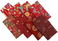 chuanshui 8pcs 100% cotton quilting fabric bundles red asian pattern fat quarters fabric bundle 22 x 18 inches (55 x 45cm) - perfect for sewing, patchwork, and face masks logo