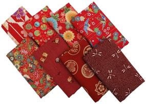 img 4 attached to ChuanShui 8pcs 100% Cotton Quilting Fabric Bundles Red Asian Pattern Fat Quarters Fabric Bundle 22 x 18 inches (55 x 45cm) - Perfect for Sewing, Patchwork, and Face Masks