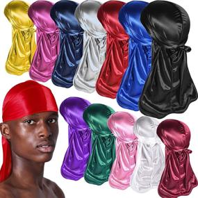 img 4 attached to 🌊 360 Waves Essential: 8+4 Silky Durag with Wave Caps & Satin Durag Pack for Men