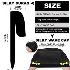 img 2 attached to 🌊 360 Waves Essential: 8+4 Silky Durag with Wave Caps & Satin Durag Pack for Men