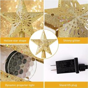 img 2 attached to 🌟 Golden Samyoung Lighted Christmas Tree Topper with 3D Hollow Glitter Star, LED Rotating Snowflake Projector Light for Xmas Tree Ornament Gift
