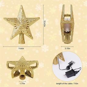 img 1 attached to 🌟 Golden Samyoung Lighted Christmas Tree Topper with 3D Hollow Glitter Star, LED Rotating Snowflake Projector Light for Xmas Tree Ornament Gift