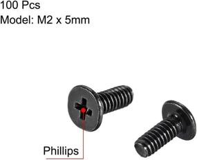 img 2 attached to 🔩 uxcell M2x5mm Black Phillips Screw Fastener - 100pcs for Laptop PC TV Fan Audio Switch