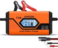 🔋 aimtom 7.2amp smart battery charger: the ultimate-safe 12v intelligent maintainer for car rv suv truck motorcycle boat lawn mower use logo