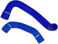 mishimoto mmhose-wr6-97bl silicone water hose kit compatible with jeep wrangler 6cyl 1997-2006 blue logo