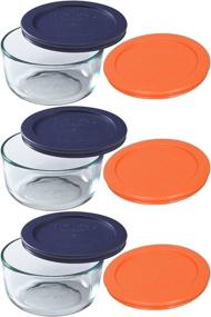 img 1 attached to 🍲 Pyrex Storage: 2 Cup Clear Round Dish, Pack of 3 Containers with 2 Color Lids - Convenient and Versatile Food Storage Solution