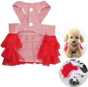 img 2 attached to Pet Dog Dress for Girls and Boys, Fancy Tutu Adorable Striped Mesh Dress - Princess Vest with Bowknot for Doggies, Cats, and Rabbits - Petite Dresses for Small to Medium Dogs such as Pomeranians and Chihuahuas - Skirted Puppy Clothes