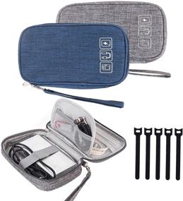 img 4 attached to Cable Organizer Case for Travel - Portable Small Electronic Accessories Carry Case for Cables, Chargers, Hard Drives, Earphones, USBs, SD Cards - Includes 5 Cable Ties - Pack of 2 (Gray and Blue)