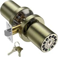 🔒 iulock code door lock: advanced electronic keypad knob with key for easy installation & auto-locking – ideal for office, warehouse, bedroom (antique brass) logo