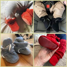 img 1 attached to 👣 Ella Bonna Mini Fleece Booties: Non-Skid Bottom, Flexible, for Baby Boys, Girls, and Toddlers