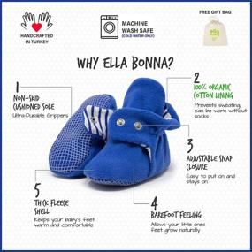 img 2 attached to 👣 Ella Bonna Mini Fleece Booties: Non-Skid Bottom, Flexible, for Baby Boys, Girls, and Toddlers