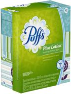 🤧 puffs plus lotion facial tissues – 372 count, 3 family boxes (124 tissues/box) – pack of 8: long-lasting relief for your family logo