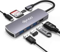 🔌 7-in-1 usb c hub multiport adapter by dpnao - space aluminum dongle with 4k hdmi output, 100w pd, 3 usb 3.0 ports, sd/micro sd card reader - compatible with macbook pro, xps, and more type c devices логотип