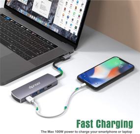 img 2 attached to 🔌 7-in-1 USB C Hub Multiport Adapter by Dpnao - Space Aluminum Dongle with 4K HDMI Output, 100W PD, 3 USB 3.0 Ports, SD/Micro SD Card Reader - Compatible with MacBook Pro, XPS, and More Type C Devices