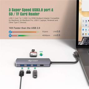 img 1 attached to 🔌 7-in-1 USB C Hub Multiport Adapter by Dpnao - Space Aluminum Dongle with 4K HDMI Output, 100W PD, 3 USB 3.0 Ports, SD/Micro SD Card Reader - Compatible with MacBook Pro, XPS, and More Type C Devices