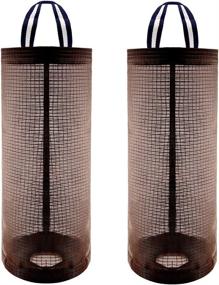 img 4 attached to Convenient Malmo Plastic Bag Save and Dispenser - Practical Mesh Wall Hanging Grocery Bag Holder for Neat Organization - Large Folding Hanging Storage Bag for Kitchen - Set of 2 in Elegant Brown