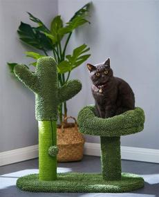 img 1 attached to 🌵 LUCKITTY Cactus Cat Scratching Post Tree with Play Ball | Green - Protect Furniture with Natural Sisal Scratching Post | Catcus Scratcher for Improved SEO