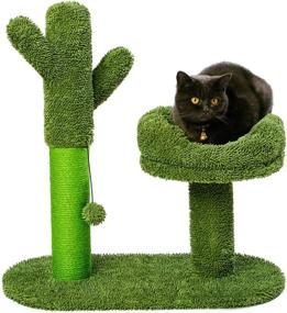 img 3 attached to 🌵 LUCKITTY Cactus Cat Scratching Post Tree with Play Ball | Green - Protect Furniture with Natural Sisal Scratching Post | Catcus Scratcher for Improved SEO