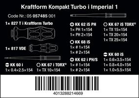 img 3 attached to 🔧 Набор инструментов высочайшей точности Wera 05057485001 Kraftform Kompakt Turbo i Imperial 1 с 16 предметами