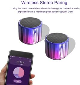 img 2 attached to 🔊 5W Big Sound TWS Wireless Portable Mini Bluetooth Speakers, Wireless Stereo Pairing, Metal Enclosure, IP65 Splashproof, Minimalism Design, Nylon Lanyard - Compatible with Echo Dot, Android, iPad, iPhone, Laptop
