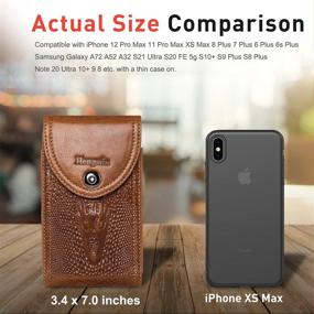 img 3 attached to 📱 Genuine Leather Smartphone Holster for iPhone 8 Plus 7 Plus 6s Plus Samsung Galaxy Note 8 9 10 S20+ S10+ S8 Plus S9 Plus Pouch Belt Clip Case Holder with Magnetic Closure - Brown Men's Purse