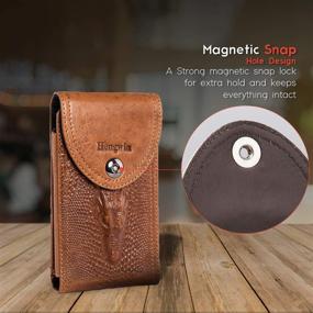 img 1 attached to 📱 Genuine Leather Smartphone Holster for iPhone 8 Plus 7 Plus 6s Plus Samsung Galaxy Note 8 9 10 S20+ S10+ S8 Plus S9 Plus Pouch Belt Clip Case Holder with Magnetic Closure - Brown Men's Purse