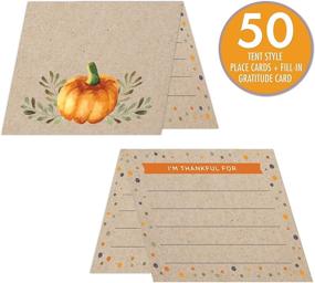 img 3 attached to 🍁 Koko Paper Co Thanksgiving Place Cards and Gratitude Cards Combo Pack - Set of 50 Cards, Printed on High-Quality Card Stock