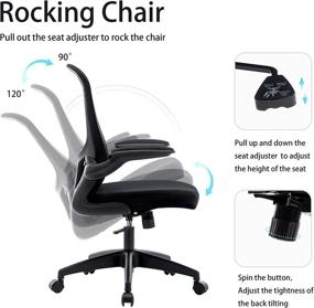 img 3 attached to 💺 Elevate Your Workstation with HOMIDEC Ergonomic Office Chair: Rocking Mesh Desk Chair with Lumbar Support, Flip-up Arms, and Adjustable Height - Black