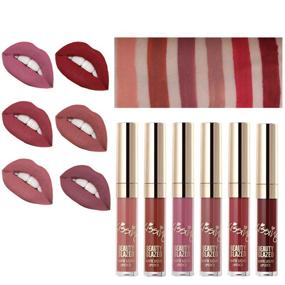 img 3 attached to 💄 6pcs Matte Velvety Liquid Lipstick Set: Waterproof Lip Gloss Collection with Long-lasting Matte Finish
