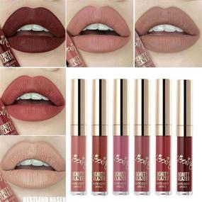img 2 attached to 💄 6pcs Matte Velvety Liquid Lipstick Set: Waterproof Lip Gloss Collection with Long-lasting Matte Finish