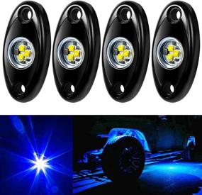 img 4 attached to 🔵 Набор из 4 подсветки Aukmak LED Rock Light для джипов, квадроциклов, внедорожников, грузовиков, лодок подсветка шасси в водонепроницаемом исполнении - синий