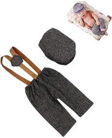 img 2 attached to 🧢 Striped Cool Boys Cap Pants Photography Props for Newborn Monthly Baby Photos