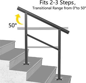 img 2 attached to 🖐️ VEVOR 3 Step Handrail: Adjustable Black Outdoor Step Stair Rail with Installation Kit