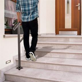 img 3 attached to 🖐️ VEVOR 3 Step Handrail: Adjustable Black Outdoor Step Stair Rail with Installation Kit