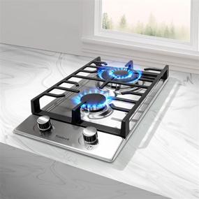 img 3 attached to 🔥 VISOTECH 12-inch Gas Cooktop with 2 Burners, Stainless Steel Gas Hob, Dual Fuel (LPG/NG) and Flame Failure Device - Silver